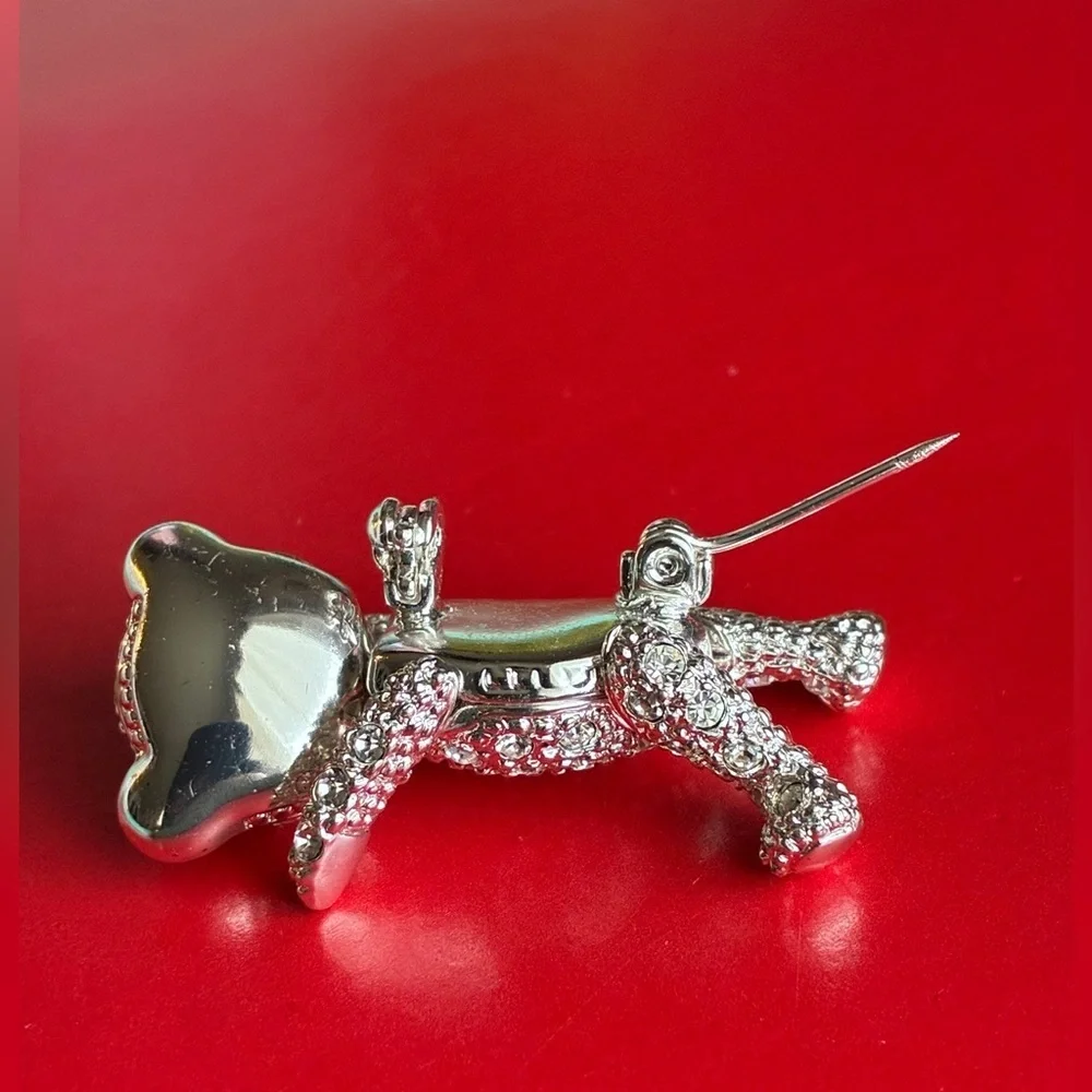 Silver Crystal Bear Brooch